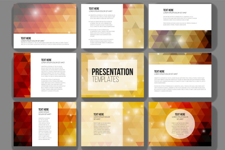 Set of 9 templates for presentation slides vector image