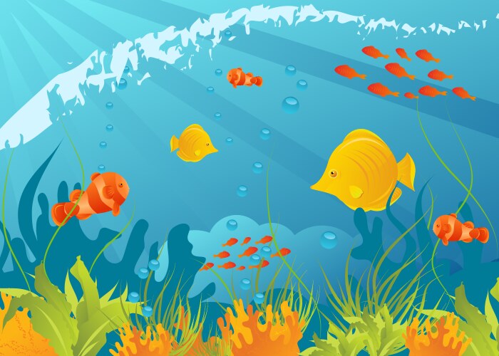 Underwater scene with tropical coral reef Vector Image