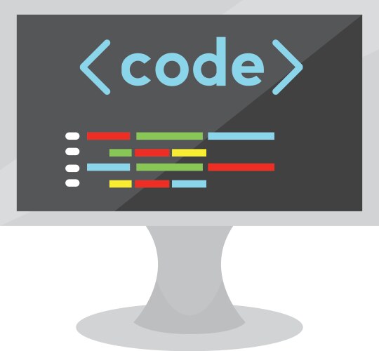 Programming code on a monitor screen vector image