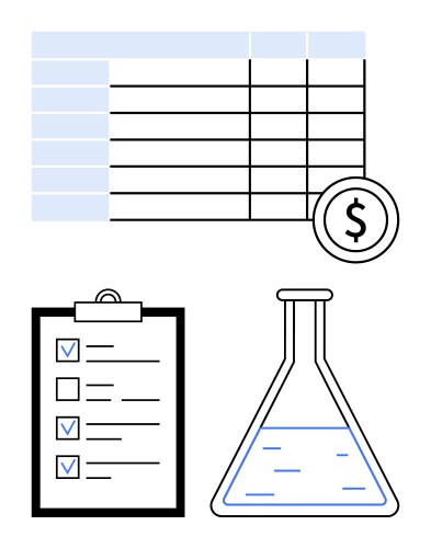 Financial data task checklist and lab flask vector image