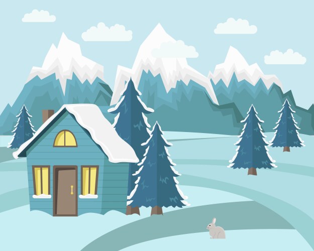 Mountain and forest winter landscape pine trees Vector Image