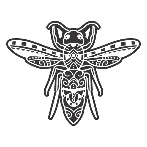 Bee wing leg wasp sketch Royalty Free Vector Image