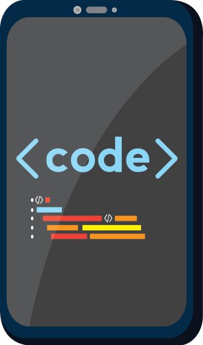 Programming code on a smartphone icon vector image