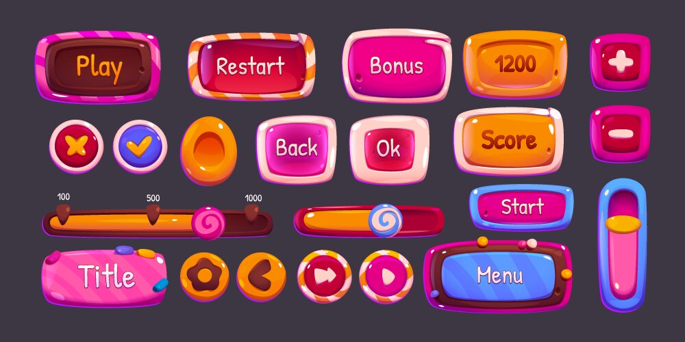 Candy Game Buttons & UI Elements vector image