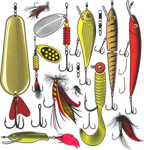 Diverse Fishing Lures Collection Vector Image