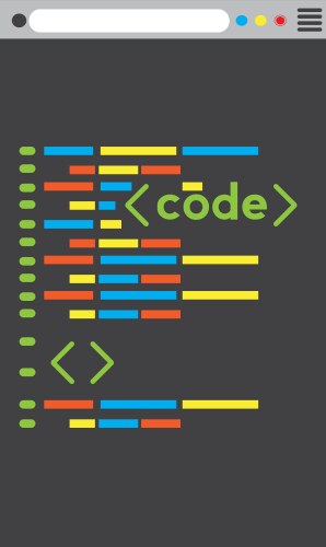 Programming code on a browser window vector image