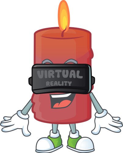 Cool red candle character in virtual reality Vector Image