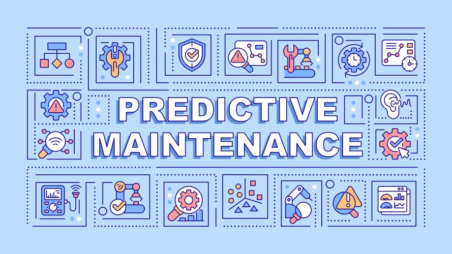 Predictive maintenance text with colorful thin vector image