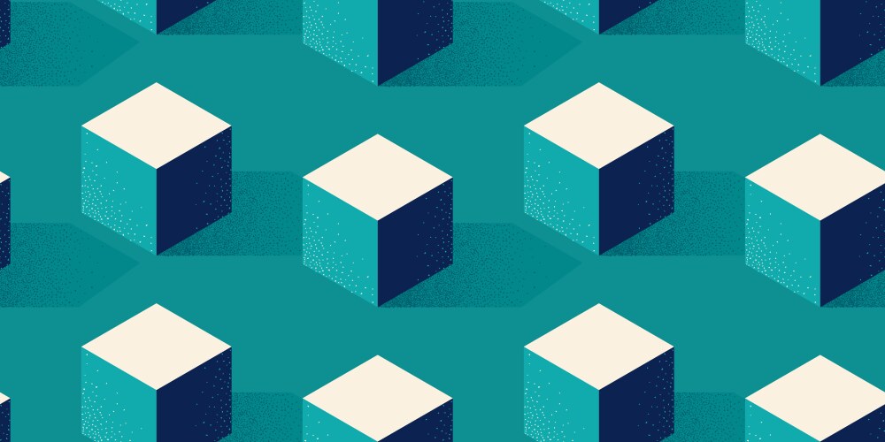 Seamless pattern with cube or box shape on green vector image
