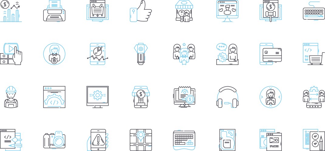 Email management linear icons set inbox unread vector image