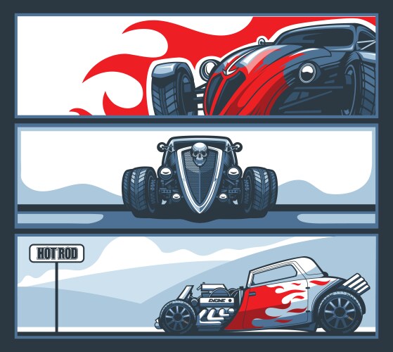 Hot rod car with big engine Royalty Free Vector Image