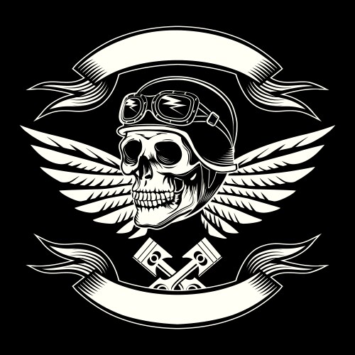 Vintage Motorcycle Skull Emblem Vector Image