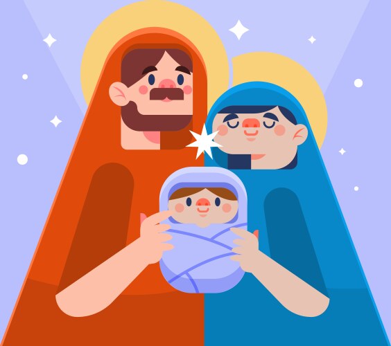 Flat Design Nativity Scene Royalty Free Vector Vectorstock