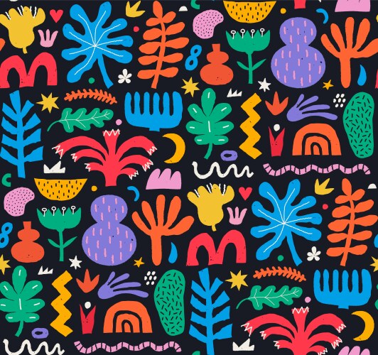 Abstract seamless pattern with various shapes vector image