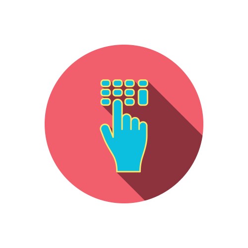 Enter pin code icon click hand pointer sign vector image