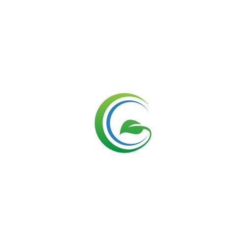 Round green leaf g initial logo vector image