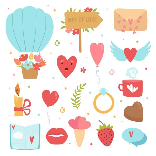 love concept icons romance symbols marriage vector