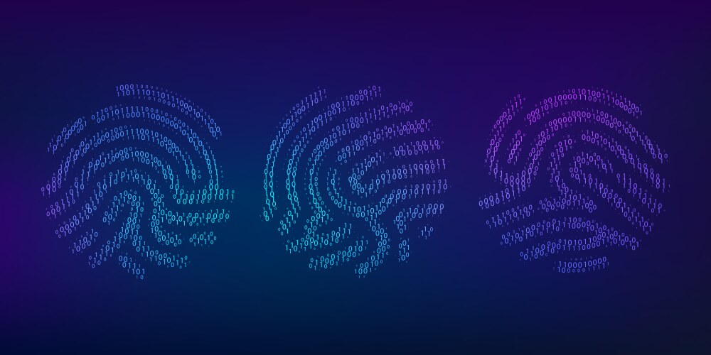Set binary code fingerprint biometric id vektorbild