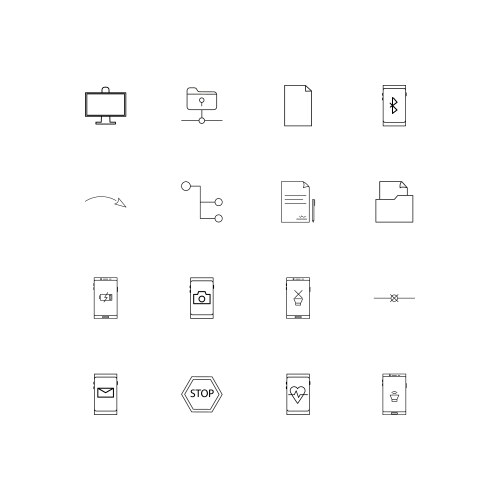 Network and database linear thin icons set vector image