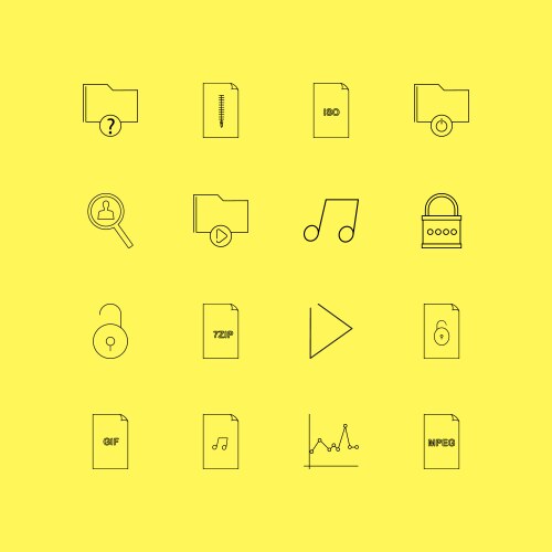 Files and folders linear icon set simple outline vector image