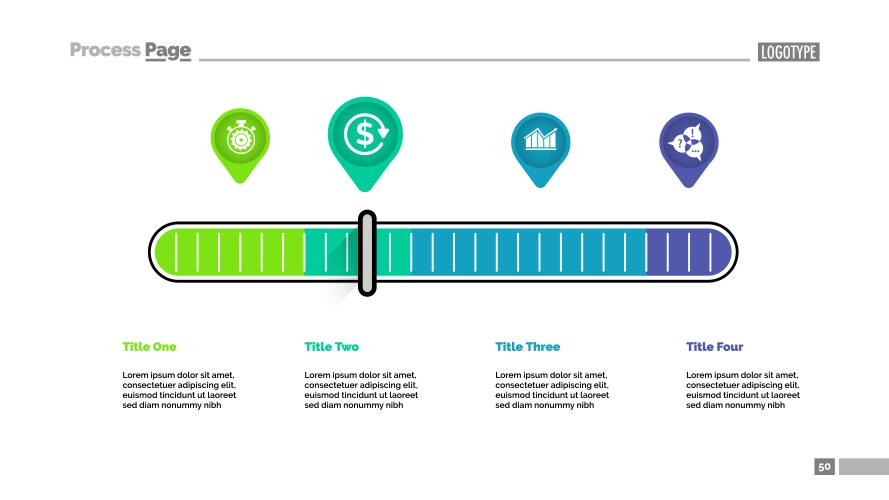 four pointers scale metaphor process chart vector image