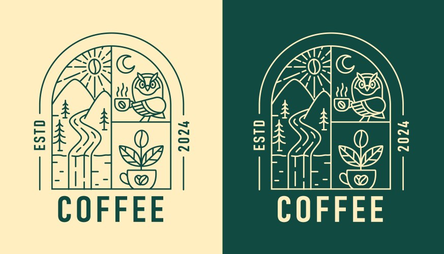 line art natural coffee in the shape of window vector image