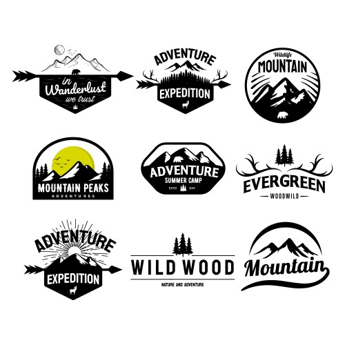Mountain & Outdoor Adventure Logos Vector Image