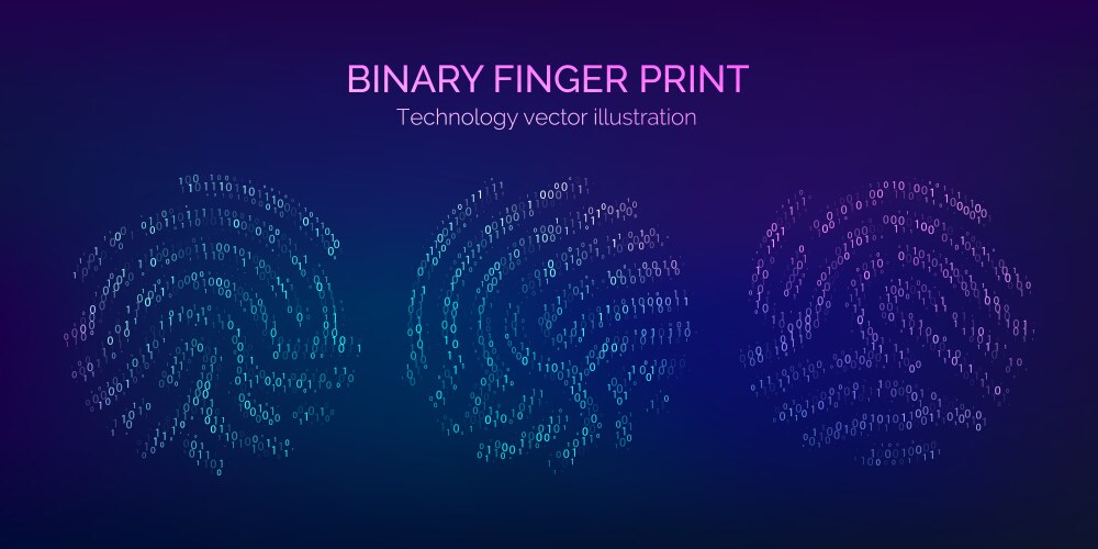 set binary code fingerprint digital key vector image