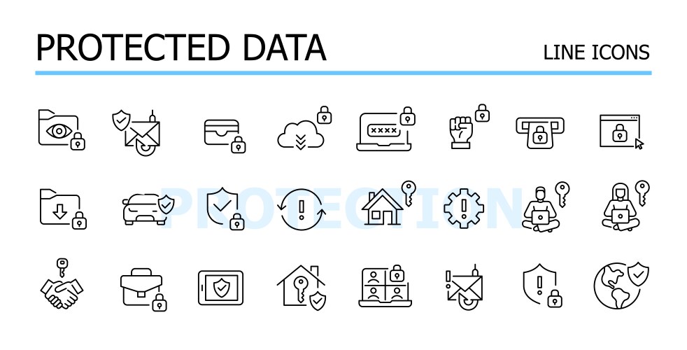 Protected data encryption secure password access vector image