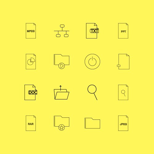 Files and folders linear icon set simple outline vector image