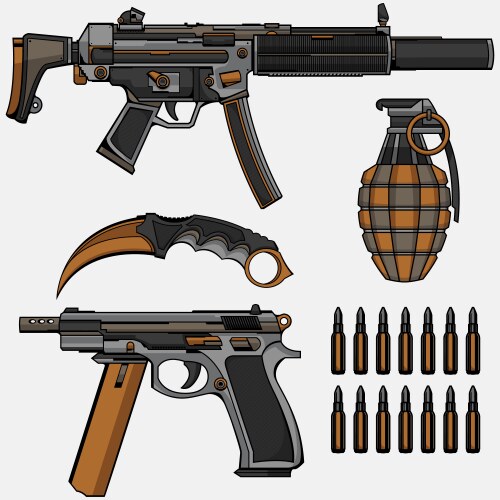 Assault Rifles and Weapons – Royalty-Free Vector | VectorStock