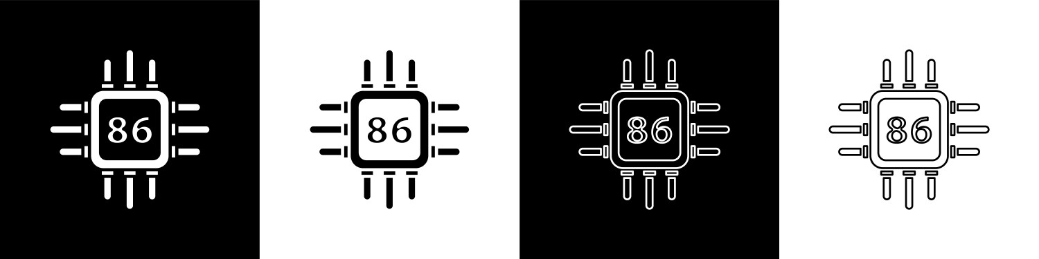 Set computer processor with microcircuits cpu vector image