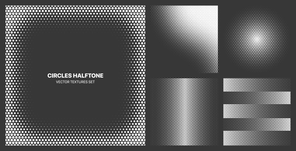 assorted various contrast halftone circle dot vector image