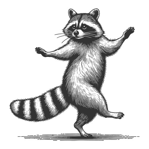 Dancing Raccoon Sketch Vector Image