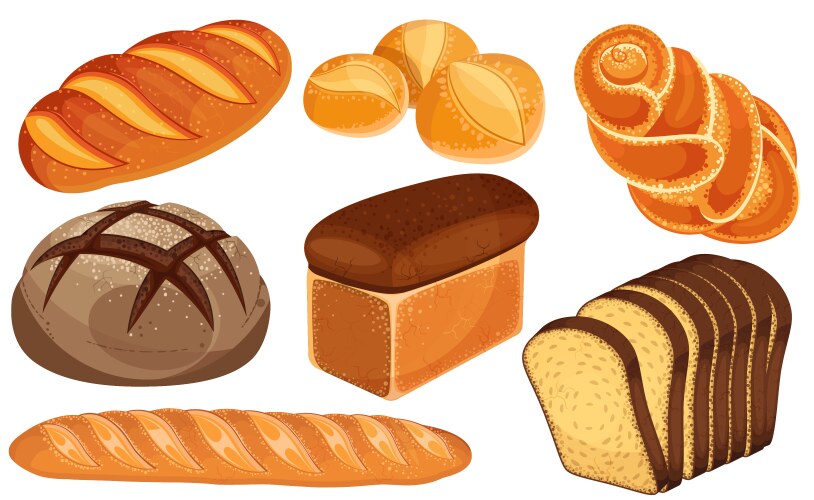 Bread slices and white loaf realistic Royalty Free Vector