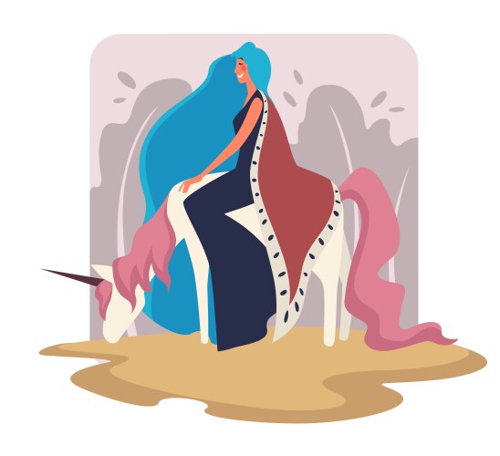 Fairy tale character princess on unicorn in magic Vector Image