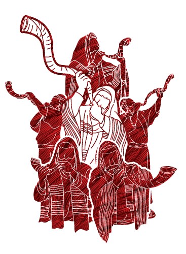 Jewish People Blowing Shofar Vector Image