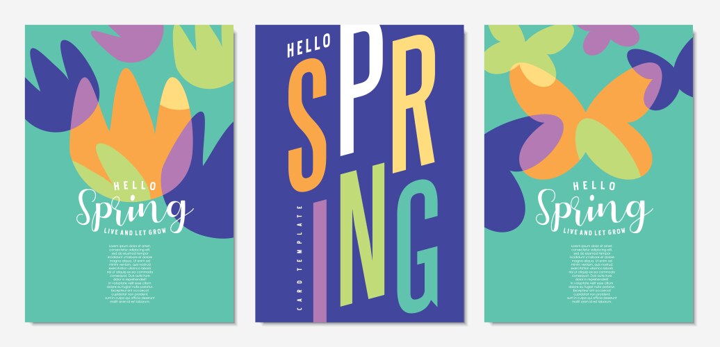 Hello spring colorful trendy banners vector image