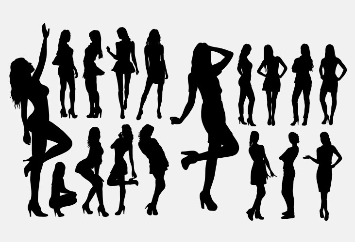 sexy girl pose silhouettes vector