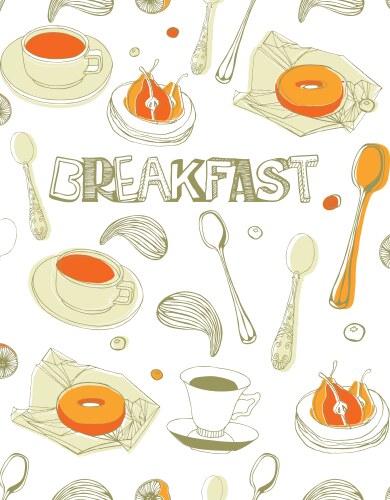 Breakfast Pattern - Coffee & Pastries Vector Image