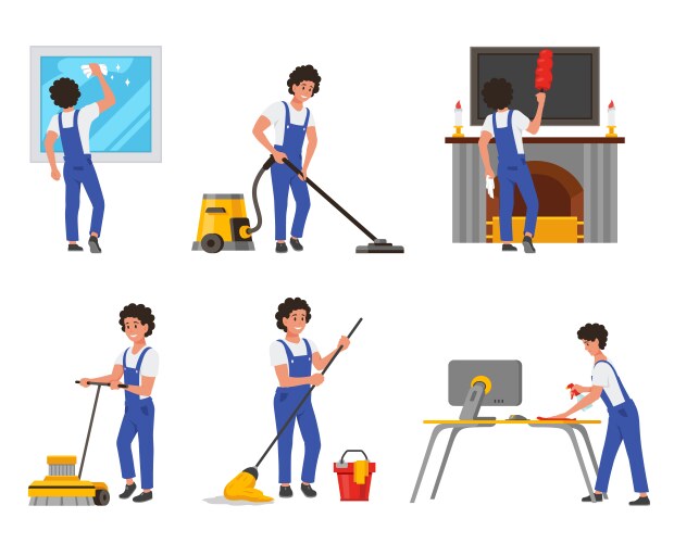 Cleaning service worker Royalty Free Vector Image
