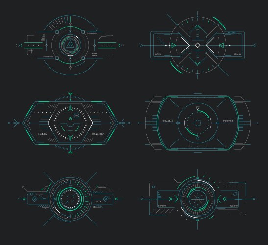 Sci-fi display circular elements hud futuristic Vector Image