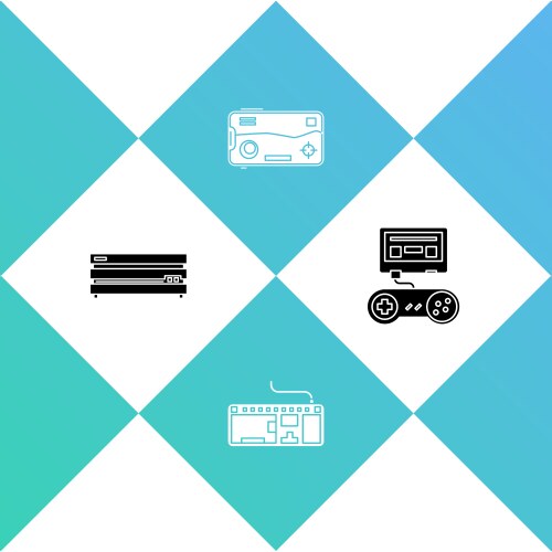 Set video game console computer keyboard mobile vector image