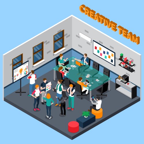 Isometric office workplace concept Royalty Free Vector Image