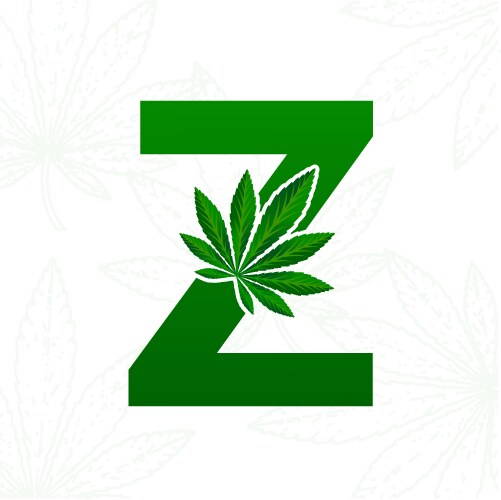 letter with cannabis leaf for logo design vector image