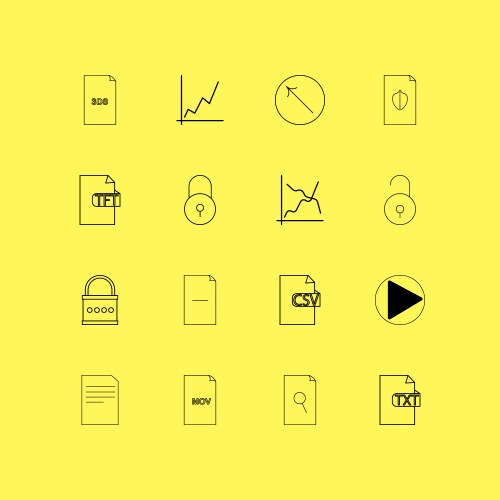 Files and folders linear icon set simple outline vector image