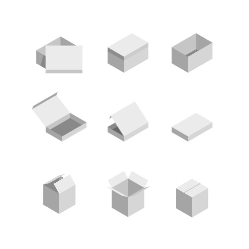 Packaging box isometric set images Royalty Free Vector Image