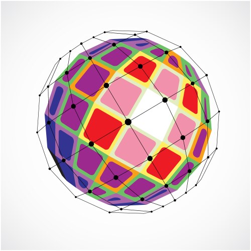 3d digital wireframe spherical object made using vector image