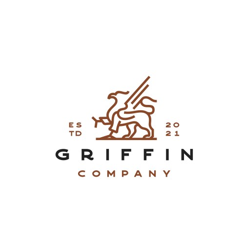 Griffin Logo Template - Line Art Vector Image