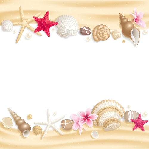 Sea Shells Square Frame Seashells Border Template Vector Image Sea Shells Square Frame Seashells Border Template Vector Image